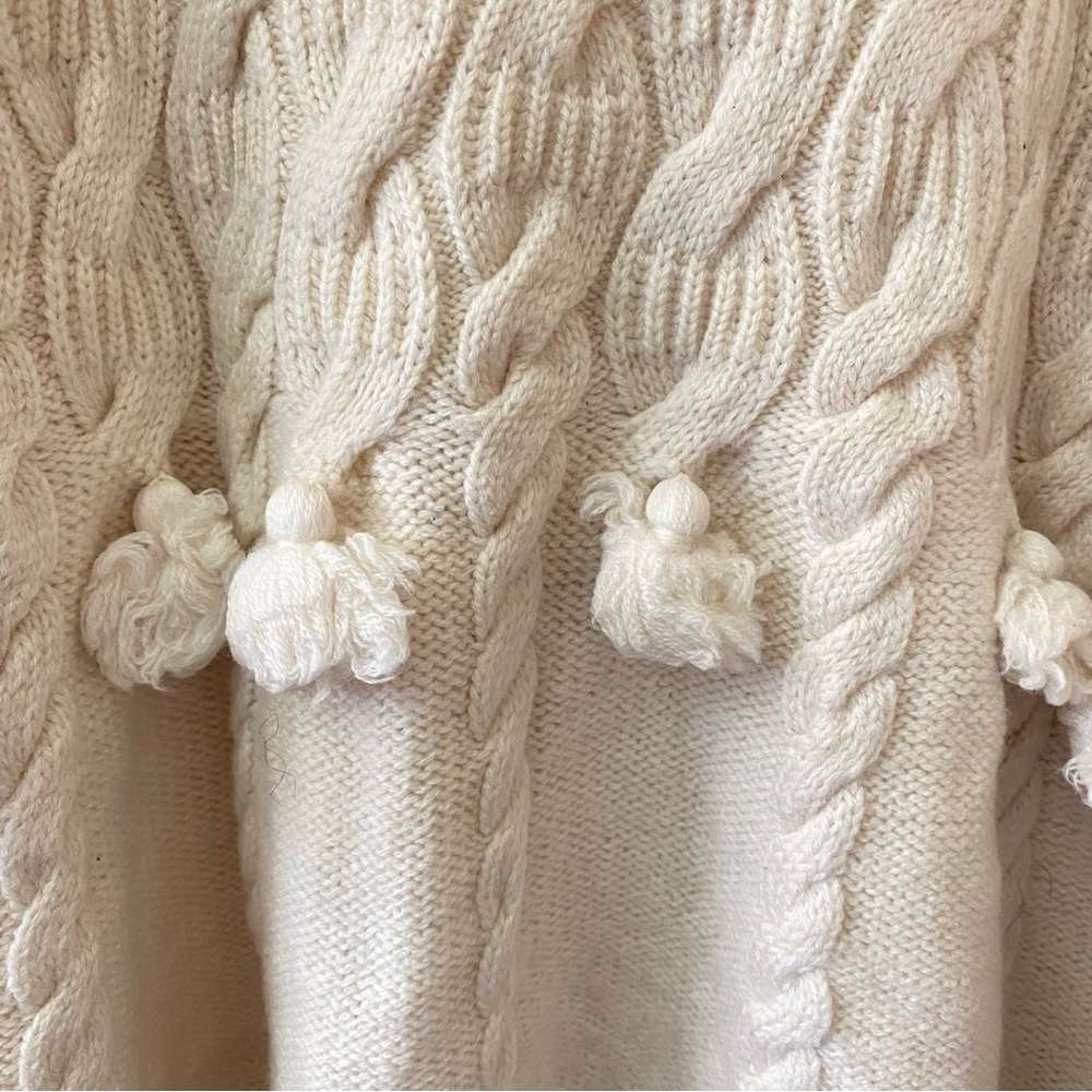 Mondi vintage tassel trimmed cableknit cream sweater size Small - Picture 8 of 9